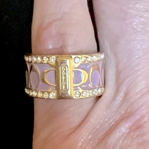 Coach signature C ring band in purple and gold sz 6